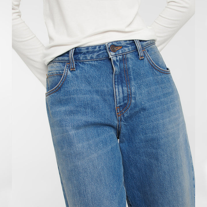 Dame brede høj talje jeans med elegant silhuet og minimalistisk design Stilla