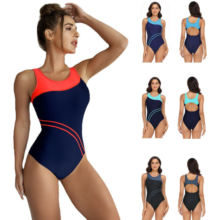 Dame Sporty One-Piece Swimsuit with Fashionable Color Contrast Skovae