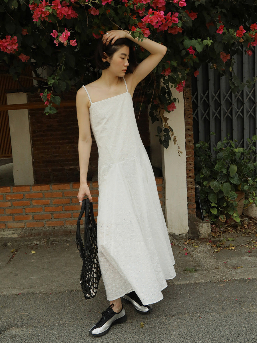 Dame maxikjole med fine ruffles detaljer og elegant snit Stilla