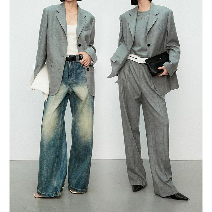 Dame brede chinos med elegante folder og høj talje Stilla