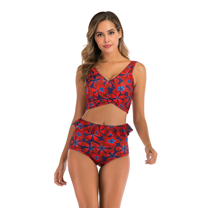 Dame Bikini-sæt med blomsterprint og høj talje Stilla