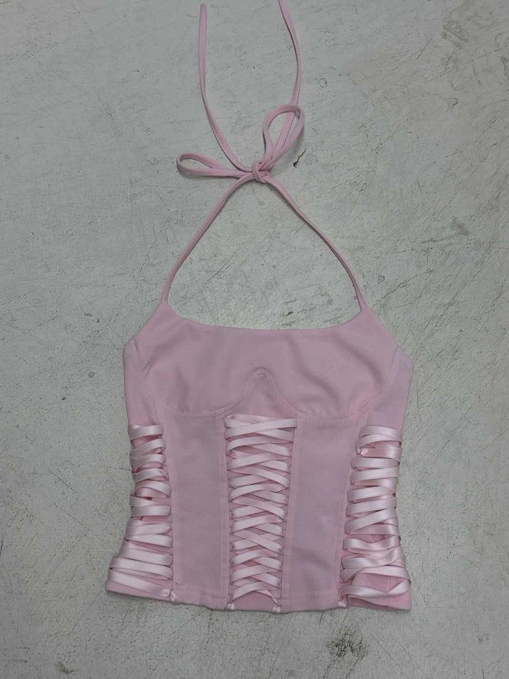Dame Crop-Top med legesygt snørredesign og elegante stropper Skovae