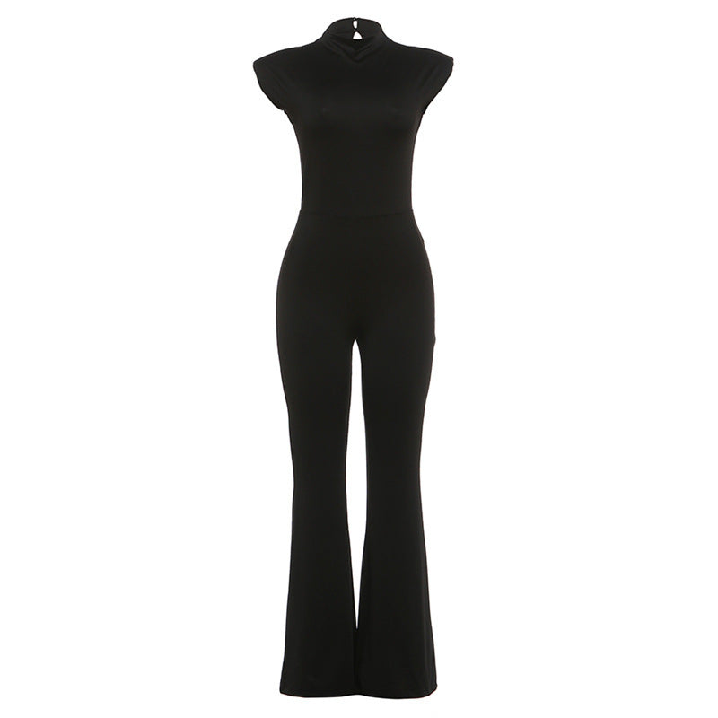 Dame Elegant Jumpsuit i figursyet snit med høj krave Skovae