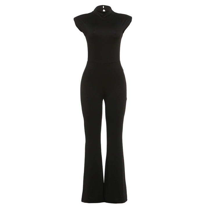 Dame Elegant Jumpsuit i figursyet snit med høj krave Skovae