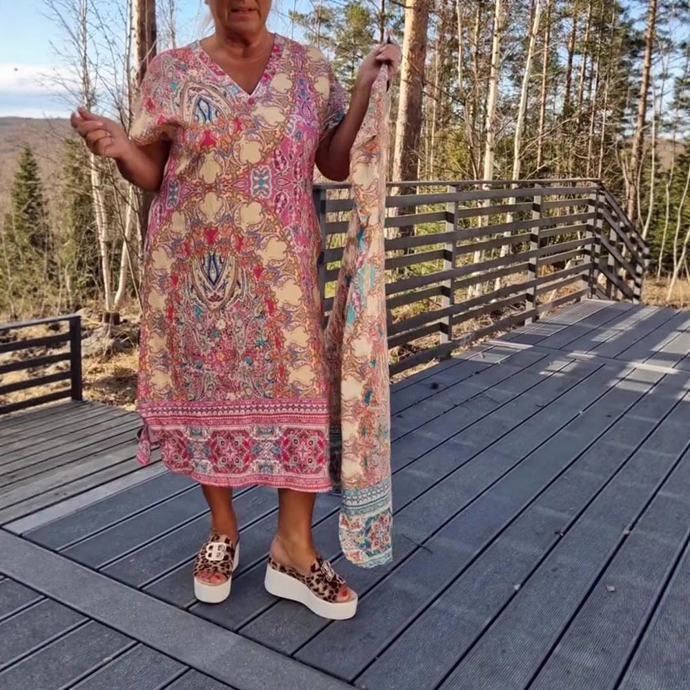 Dame luftig Maxikjole med legende tryk Stilla