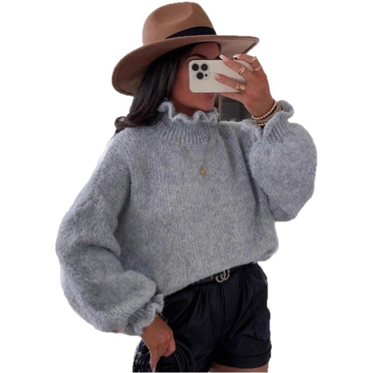 Kvindernes hyggelige turtleneck sweater med voluminøse ærmer Stilla