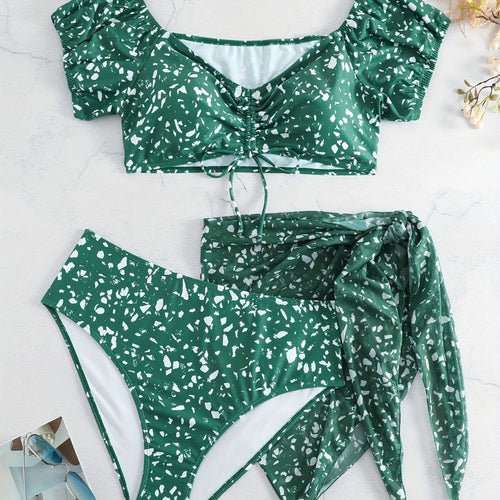Dame Crop-Bikini Top med ruffle detaljer og matchende bund Skovae