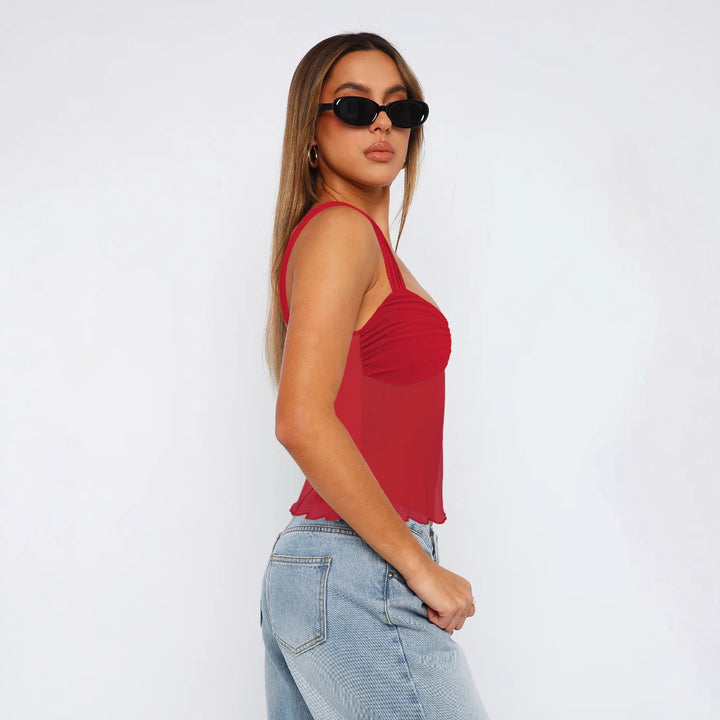 Dame figurtilpasset Bustier-body med rynkeeffekt og justerbare stropper Stilla