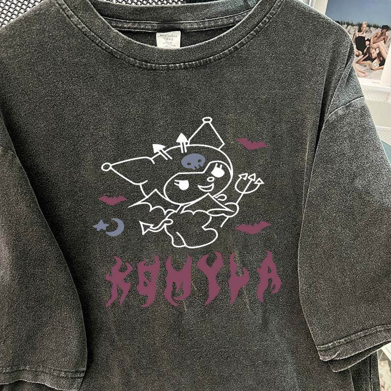 Damer Oversized T-shirt med kreativt tegneserie-motiv og afslappet pasform Stilla