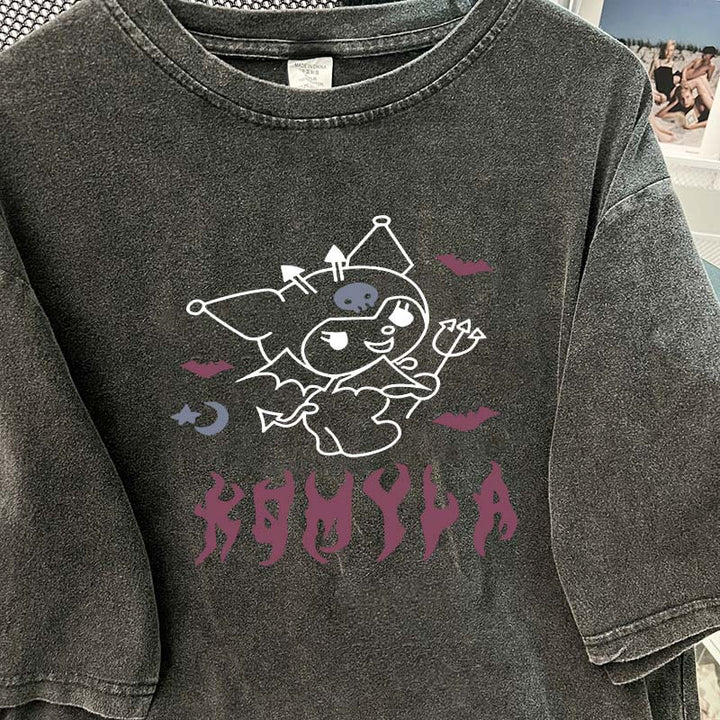 Damer Oversized T-shirt med kreativt tegneserie-motiv og afslappet pasform Stilla