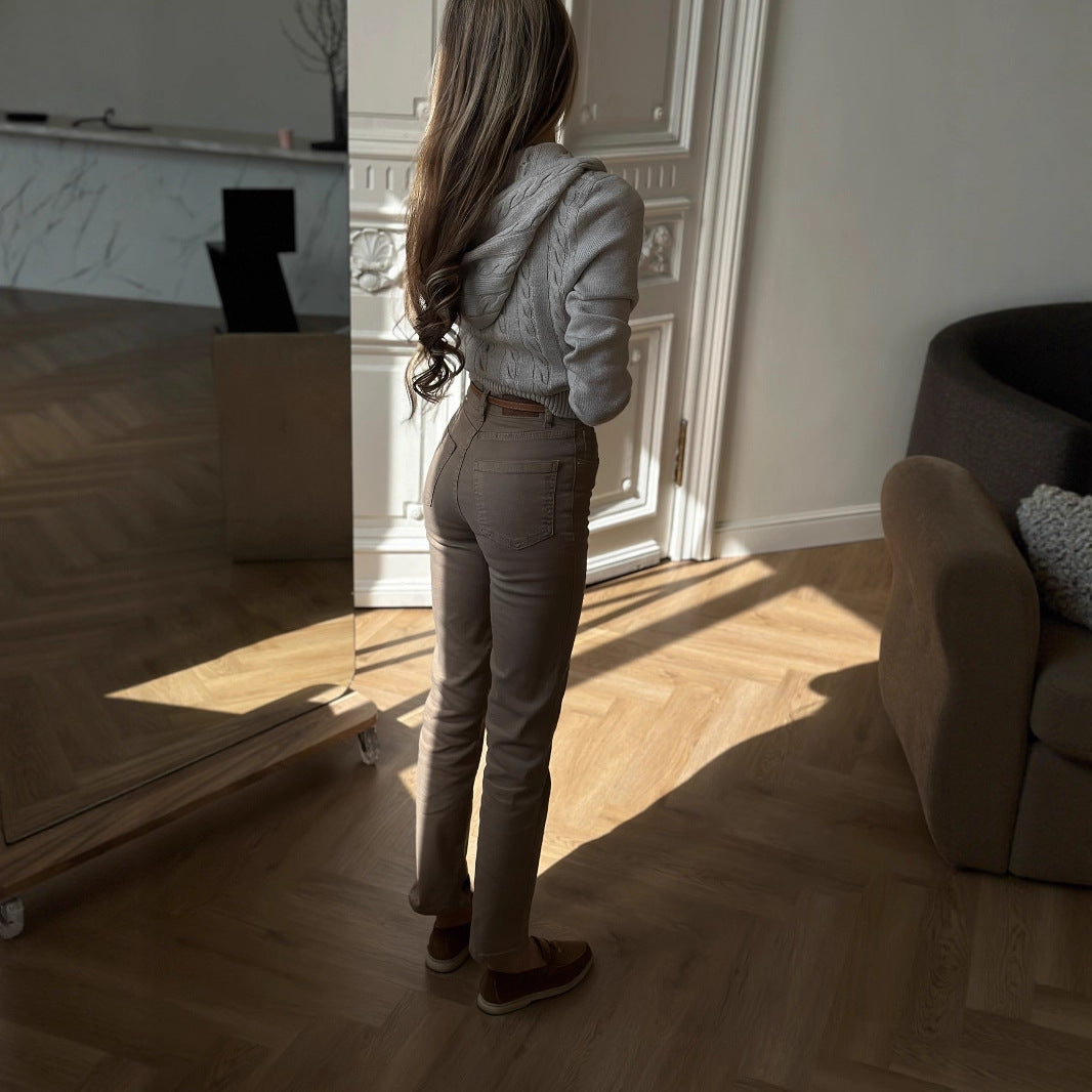 Kvinders afslappede strikket pullover med hætte og lynlås Stilla
