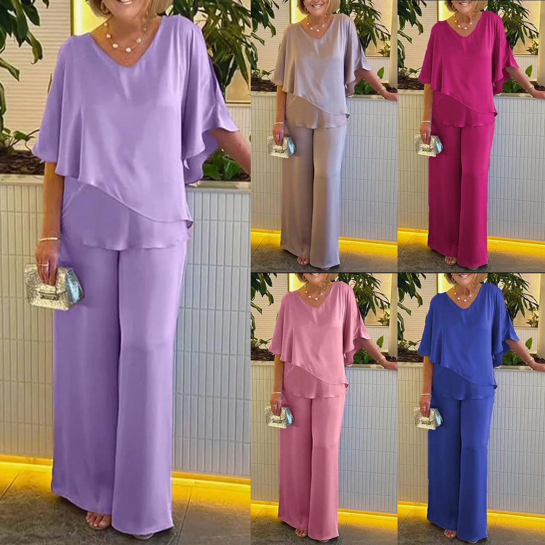 Dame elegant to-delt outfit med flydende snit Stilla