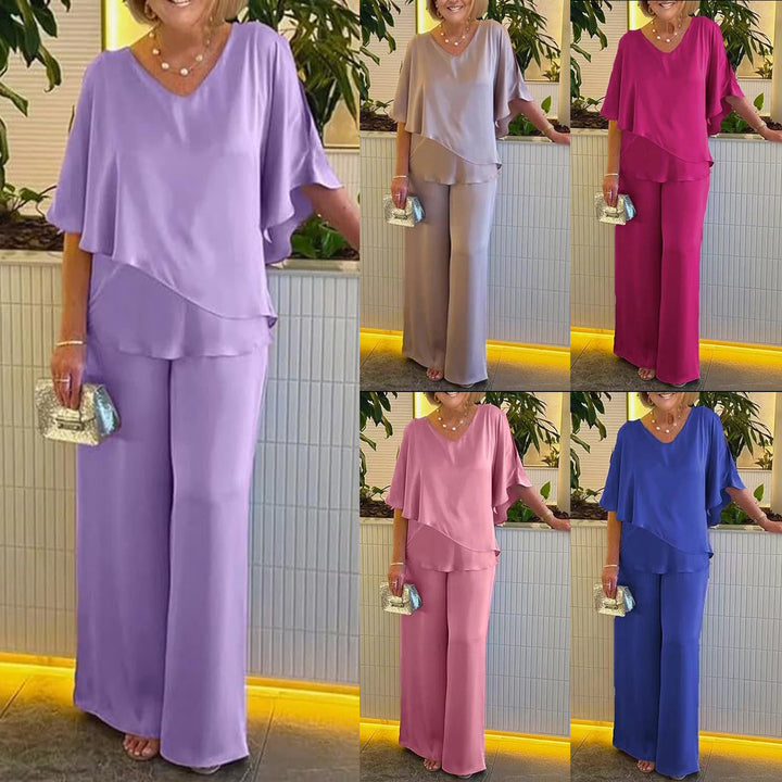 Dame elegant to-delt outfit med flydende snit Stilla