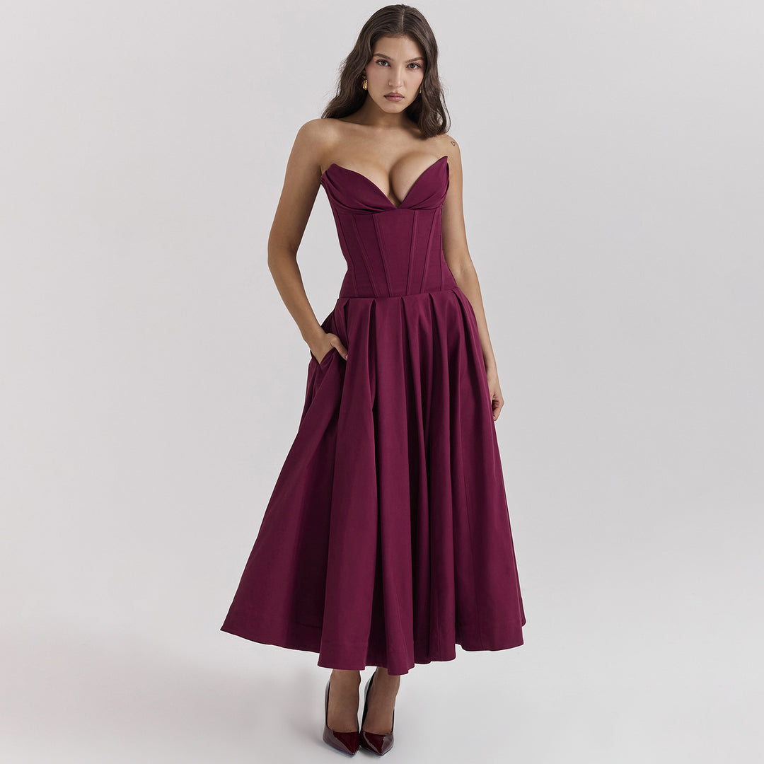 Damer Elegant Bustier-Maxikjole med svingende nederdel og figursyet pasform Stilla
