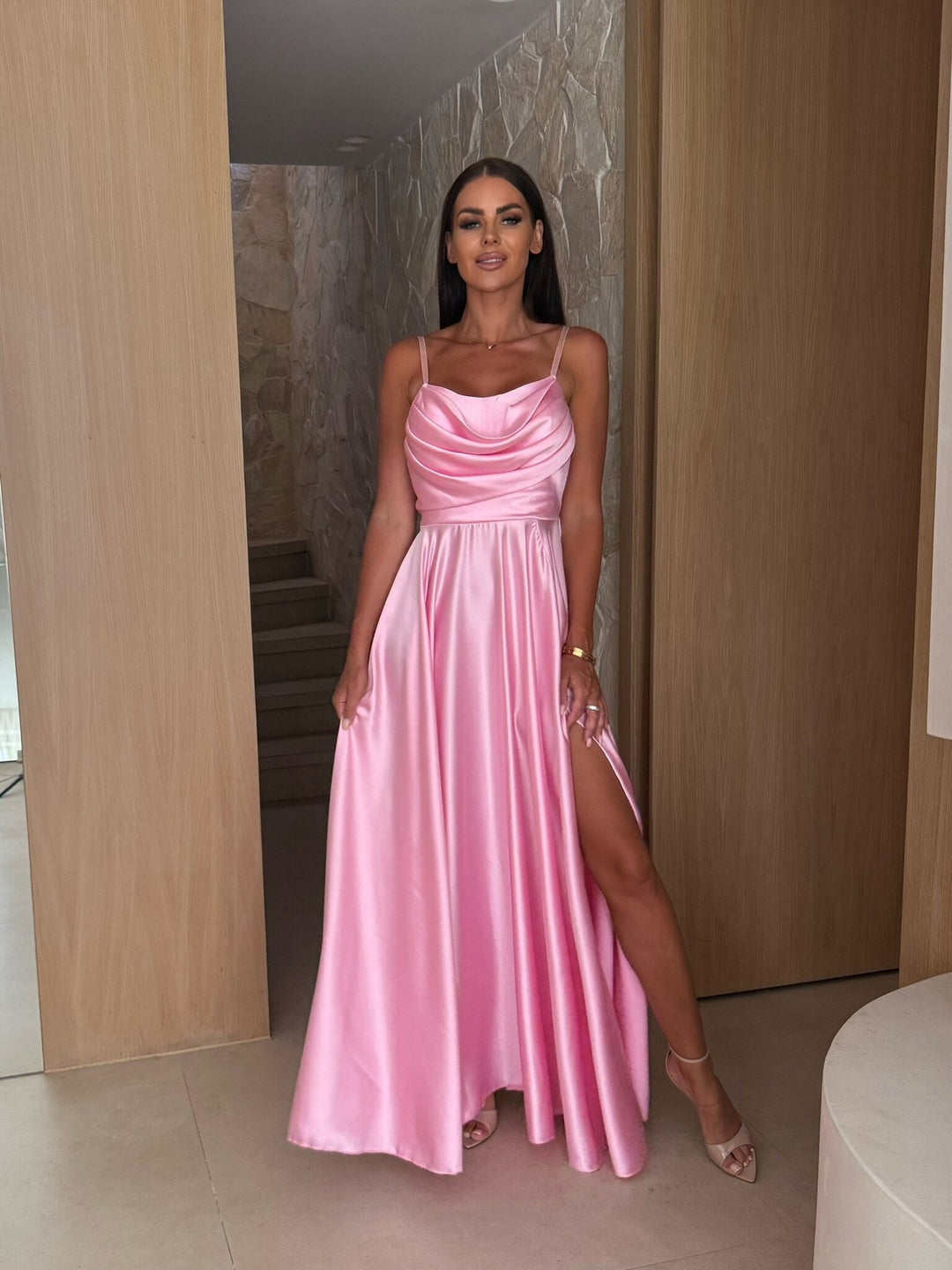 Dame Elegant Satin Maxikjole Stilla