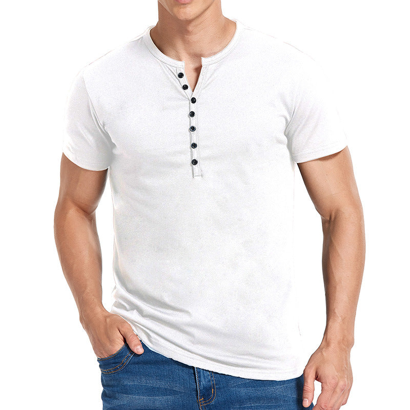 Herrer kortærmet Henley-shirt med stilfuld knaplukning Stilla