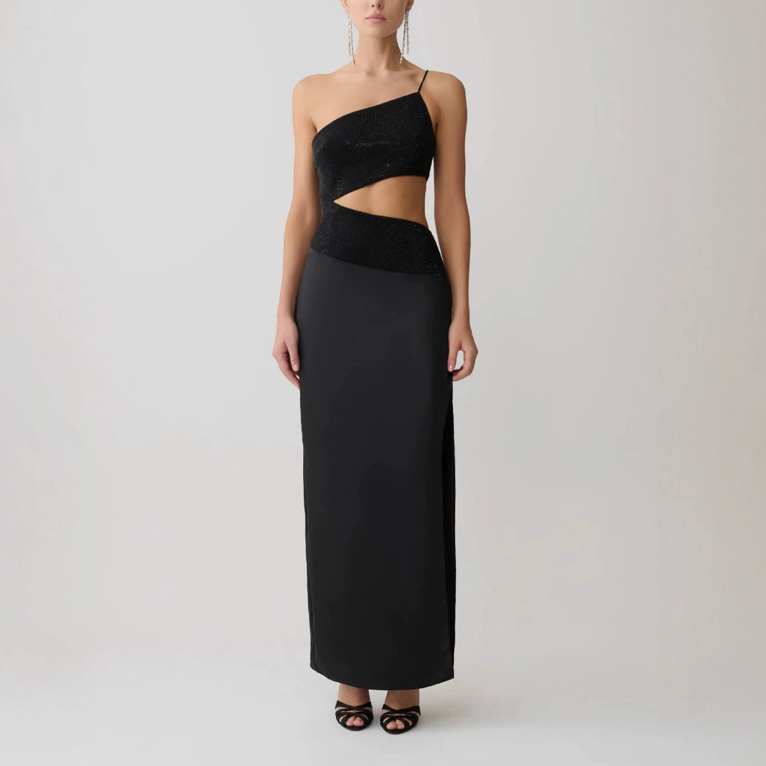 Dame Elegant Maxikjole med asymmetrisk snit og raffineret cut-out Skovae