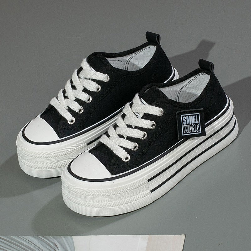 Dame Plateau Sneakers med klassisk Canvas-overdel og tyk sål Stilla