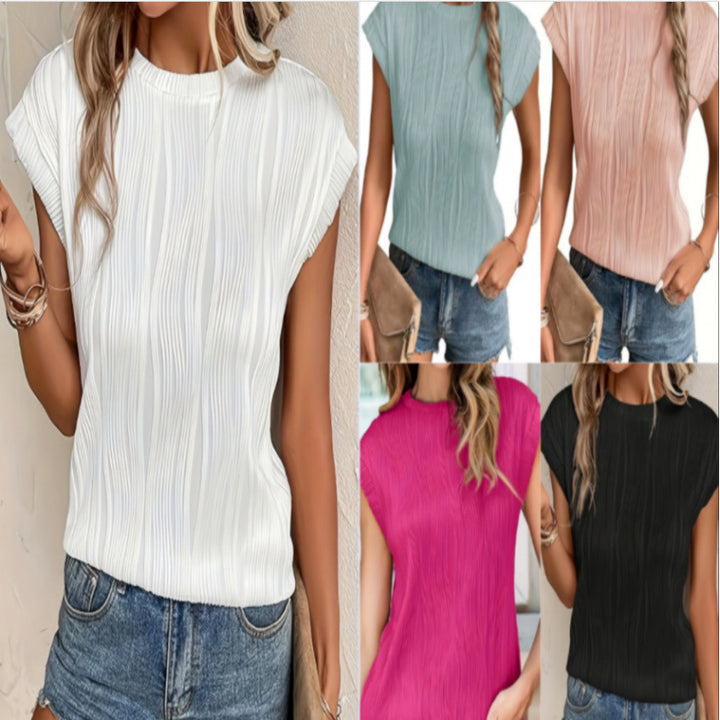 Dame struktureret plisseret bluse Stilla