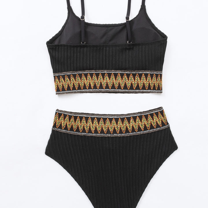 Dame bikini-sæt med trendy stribet top og højt skårede bukser Stilla