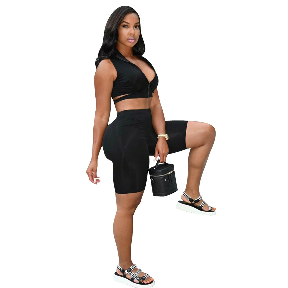 Dame Sporty Sæt med crop Top og tætsiddende cykeltights Stilla
