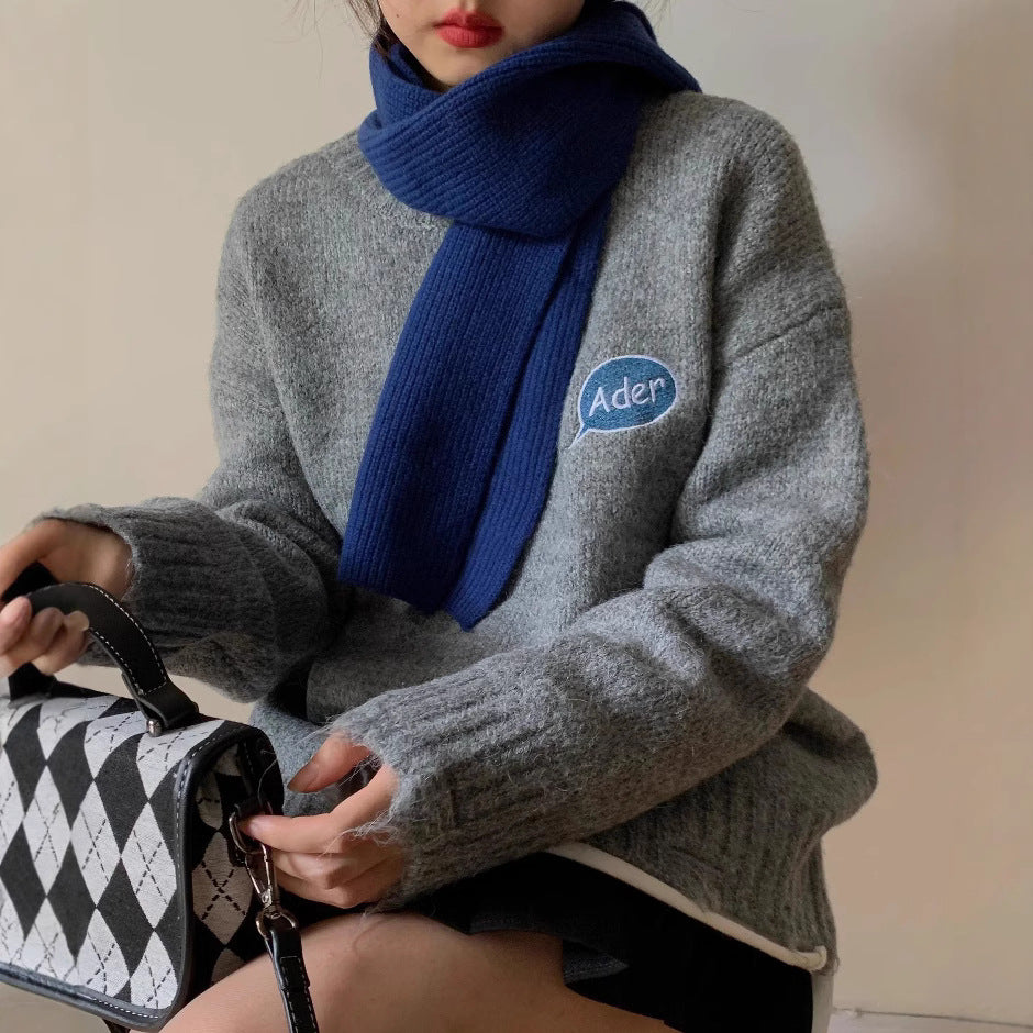 Kvindernes chunky strikket sweater med unik broderi Stilla