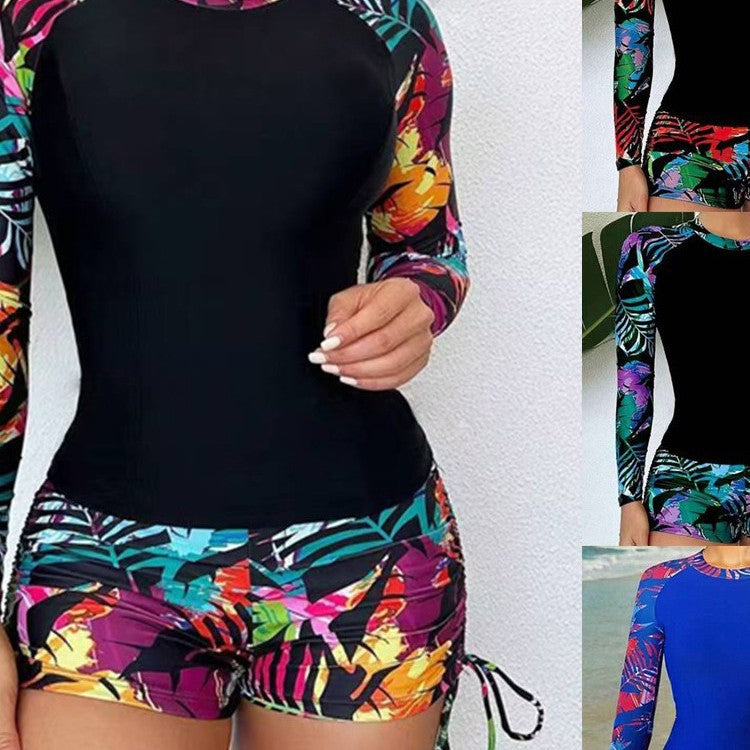 Dame funktions-badeanstik med lange ærmer og legende blomsterdesign Stilla