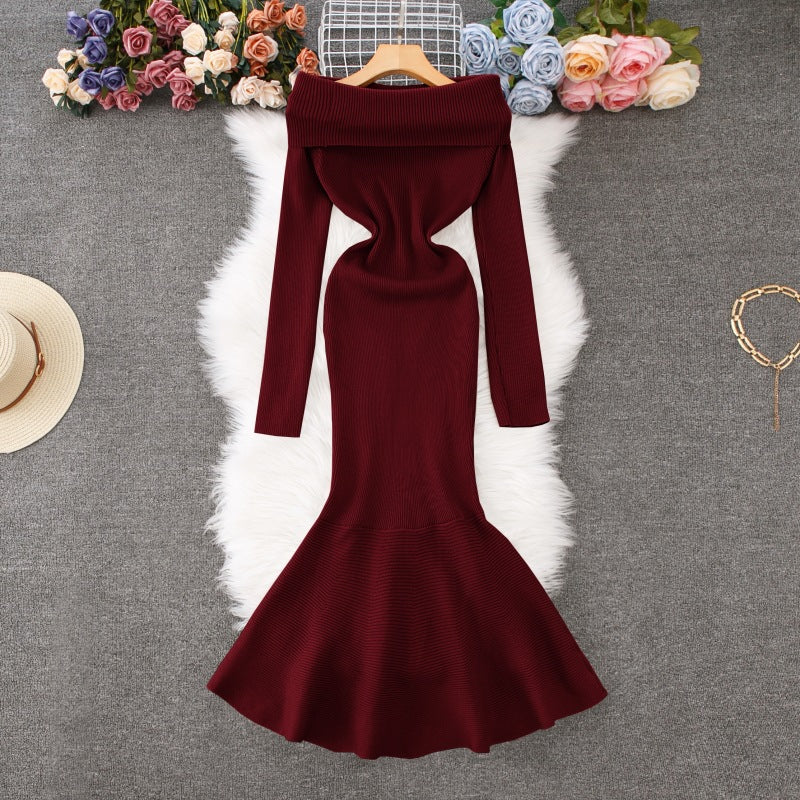 Dame Off-Shoulder Havfrue Stil Maxi Kjole Stilla