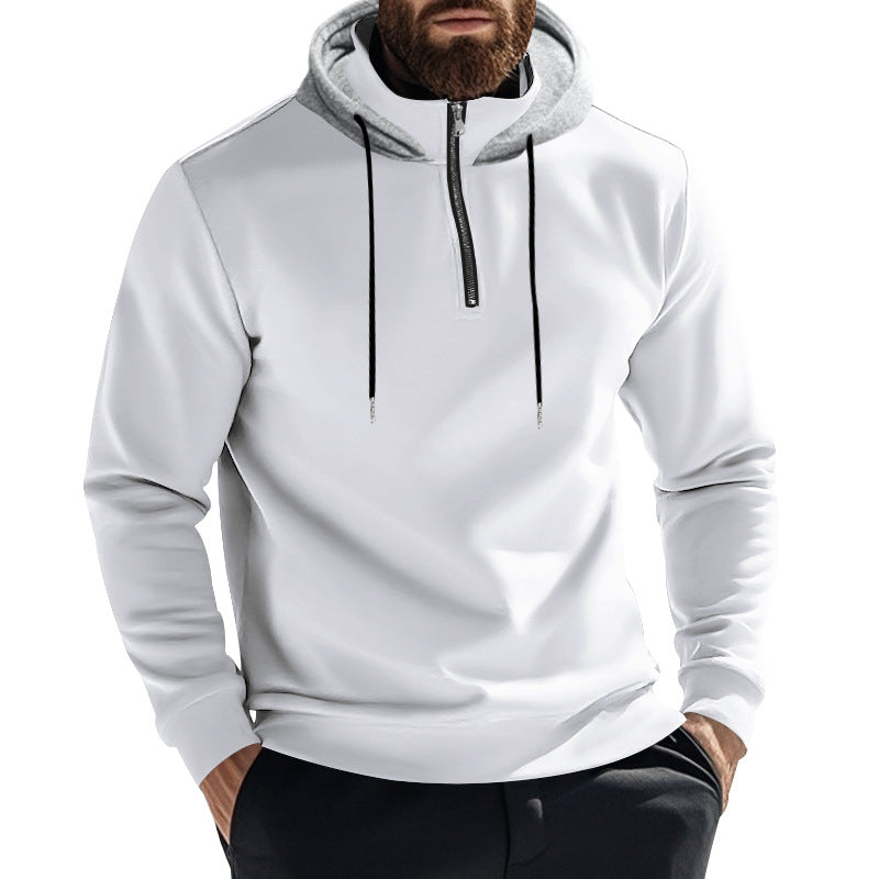 Herrer sweatshirt med halv zip og dekorativ hætte Stilla