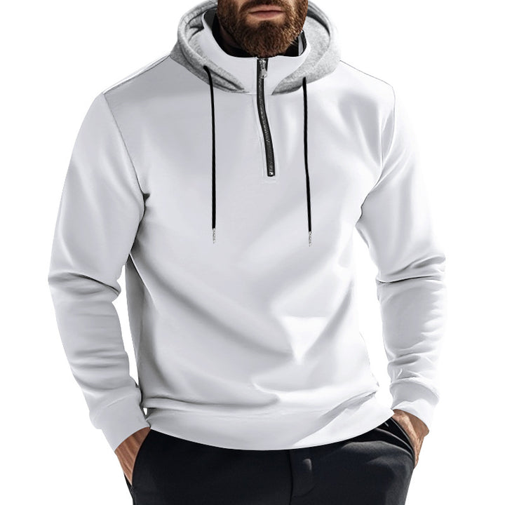 Herrer sweatshirt med halv zip og dekorativ hætte Stilla