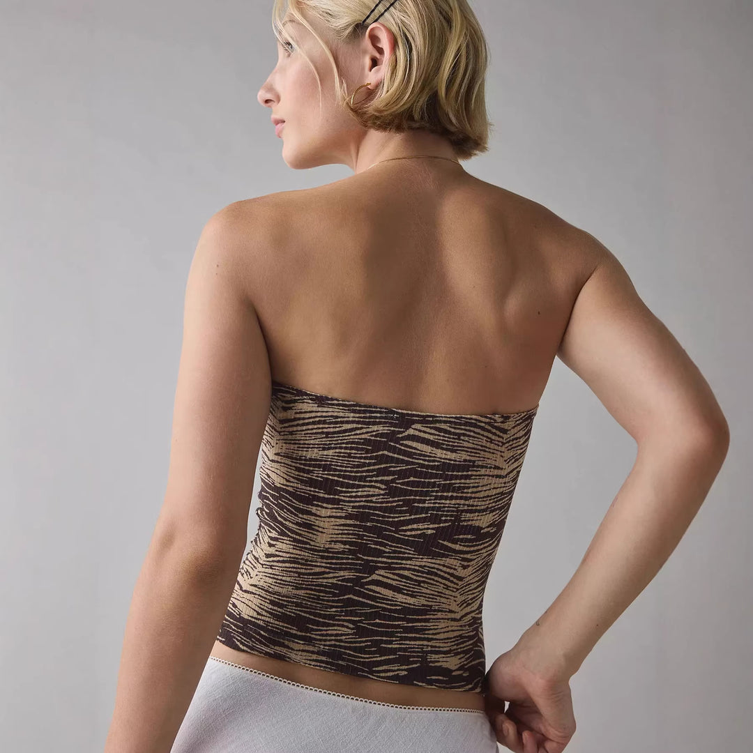 Dame bandeau-top med raffinerede striber Skovae