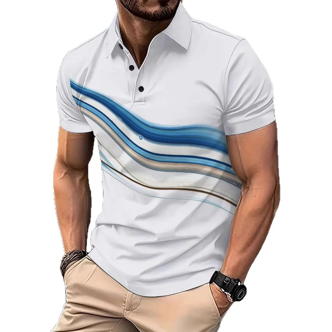 Herrer Poloshirt med moderne bølgemotiver Stilla