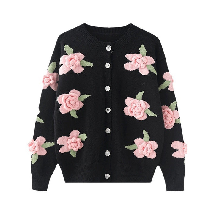 Dame cardigan med blomster motiver Stilla