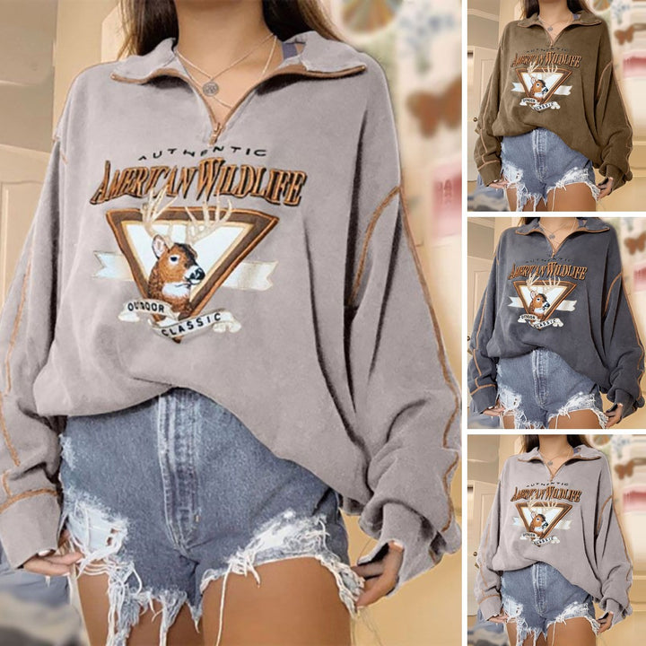 Dame sweater med lynlås og højkvalitets fritidsdesign Stilla
