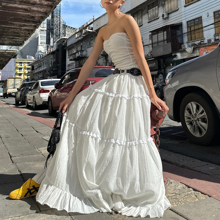 Dame Bandeau-top med raffineret flæse-design Stilla
