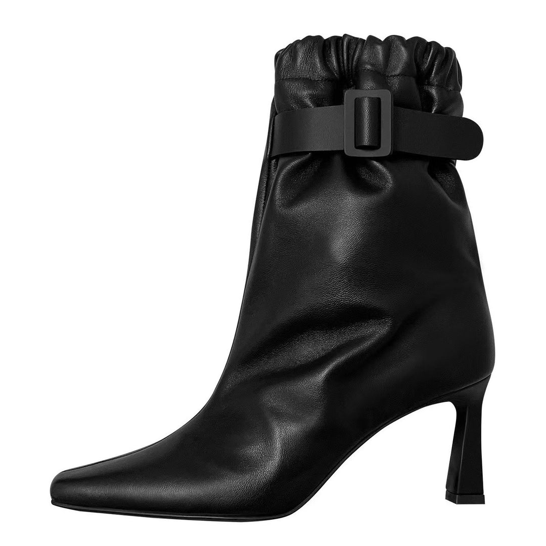 Femme Slouchy Mid-Calf Heels med justerbar spænde Stilla