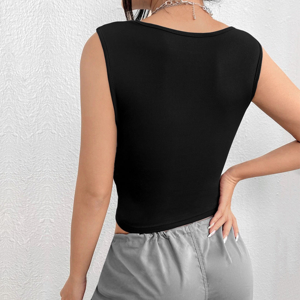 Kvindernes cropped tanktop med sofistikeret samling og firkantet halsudskæring Stilla