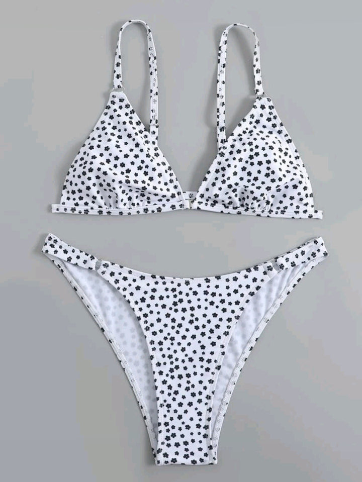 Dame Blomsterprint Trekant Bikini Sæt Stilla 1750840142