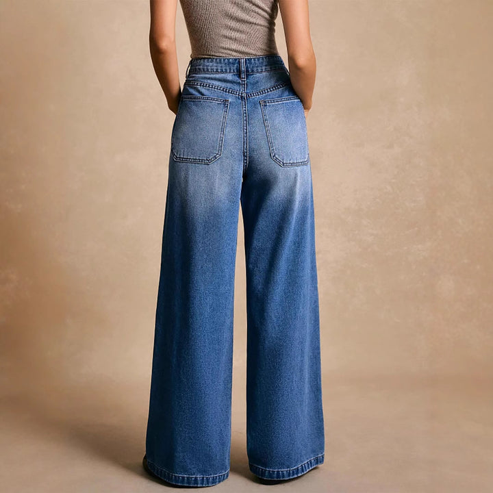 Dame Løst skårne jeans med dekorative lommer og høj talje Stilla