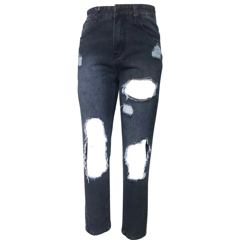 Kvinder Rivet Jeans i moderigtig Urban-stil med høj talje og smal pasform Stilla