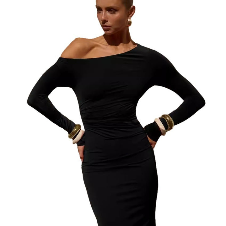 Dame Off-Shoulder Elegant Strækbar Aften kjole Stilla