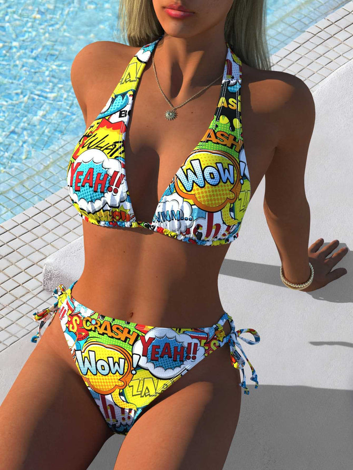 Dame triangle bikini med elegant dyreprint og justerbare stropper Skovae