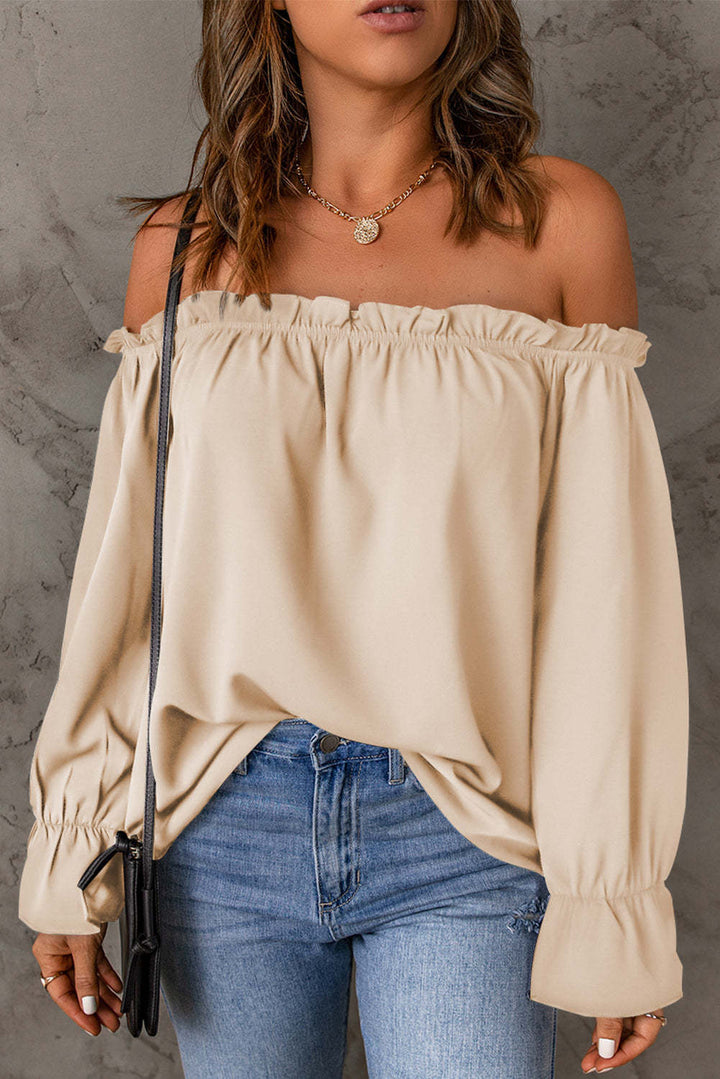 Dame Off-Shoulder Bluse med Flæser Stilla
