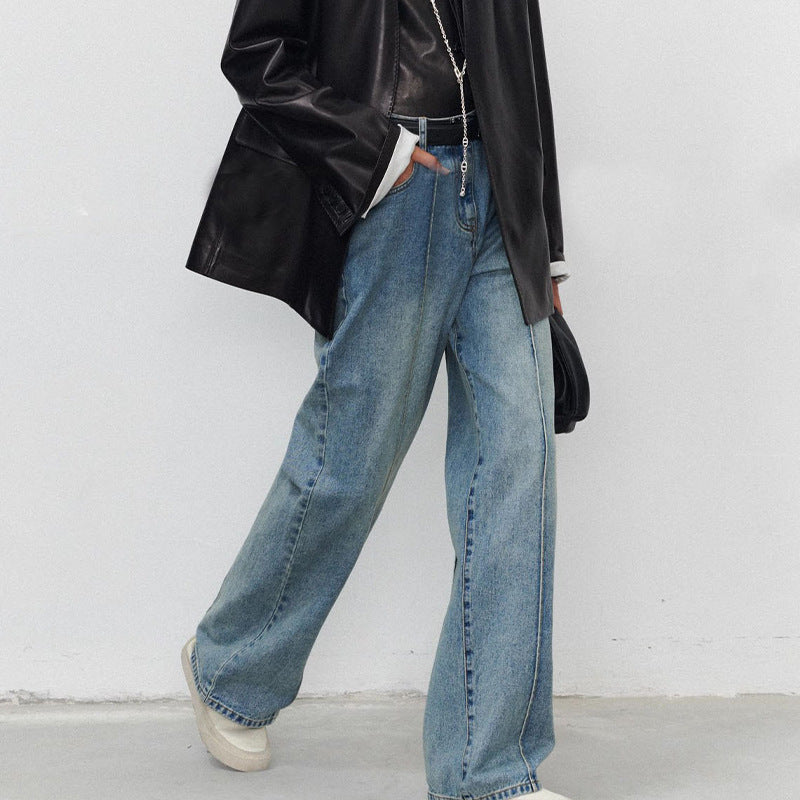 Dame brede jeans med høj talje og sidelommer Stilla
