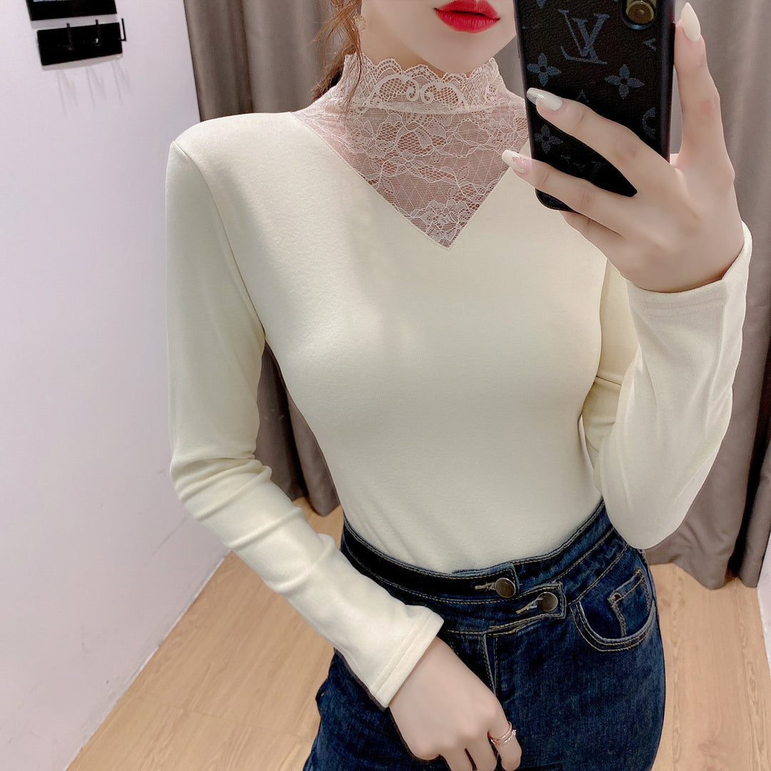 Dame skjorte med elegante blonde detaljer Stilla