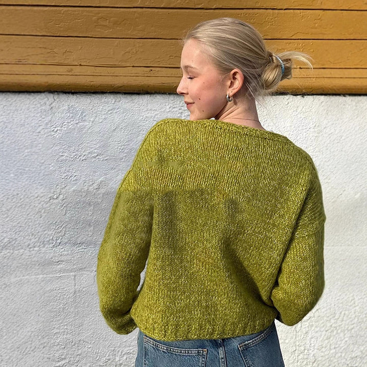 Dame strikjakke med dekorative knapper Stilla