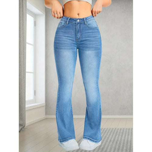 Dame Bootcut Jeans med høj talje og moderne vask Skovae