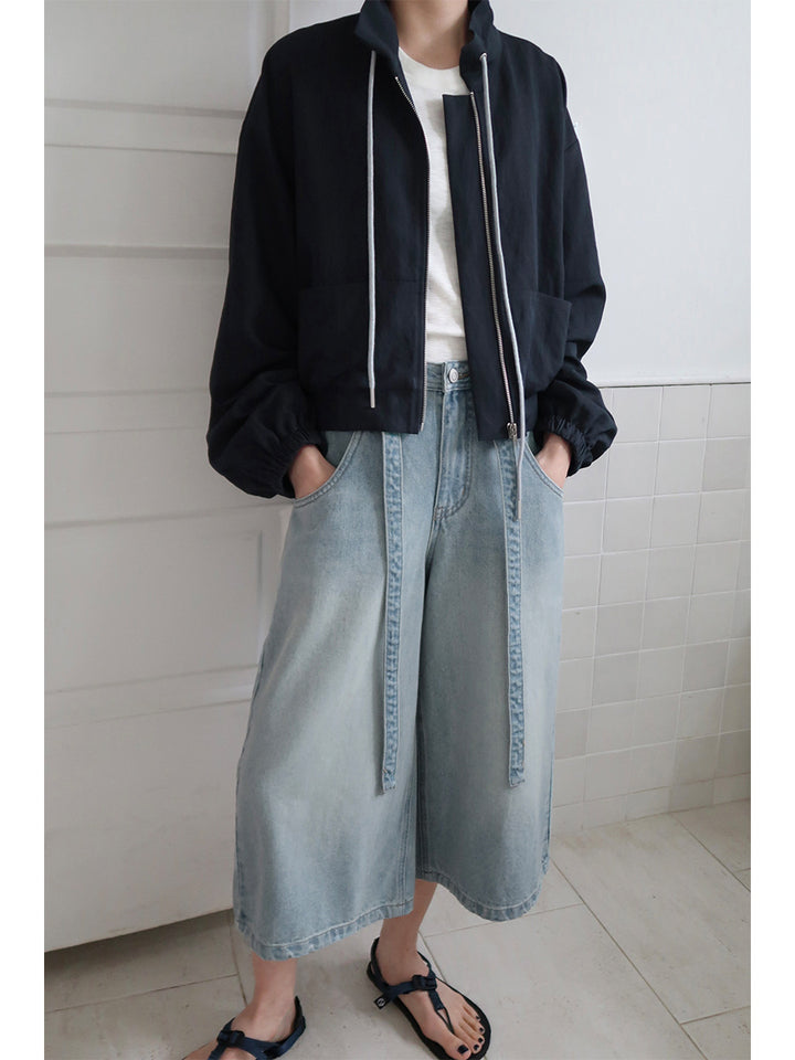 Dame crop jacke med praktiske lommer og elastiske manchetter Stilla