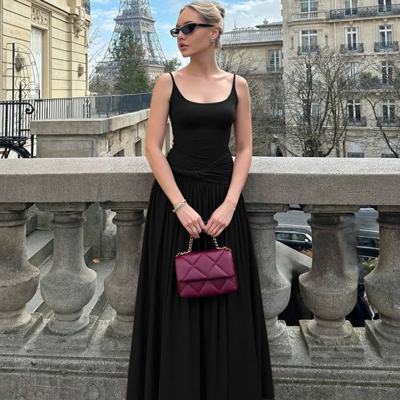 Dame Elegant Maxikjole med figursyet overdel og vid skirt Skovae