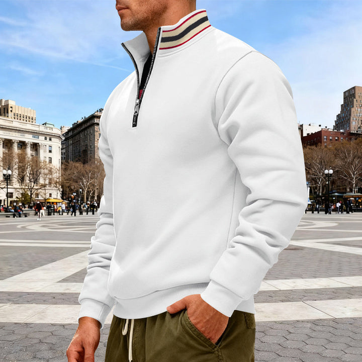 Herren nan Halvzip-sweatshirt med sporty ringkrave og blødt fleece-foring Skovae